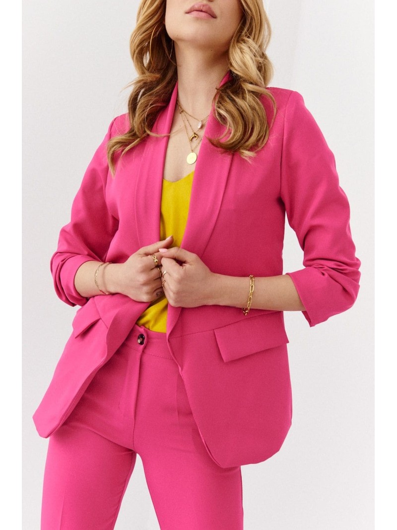 Casual women\'s suit with cigarette pants, amaranth 8760 - Online store - Boutique